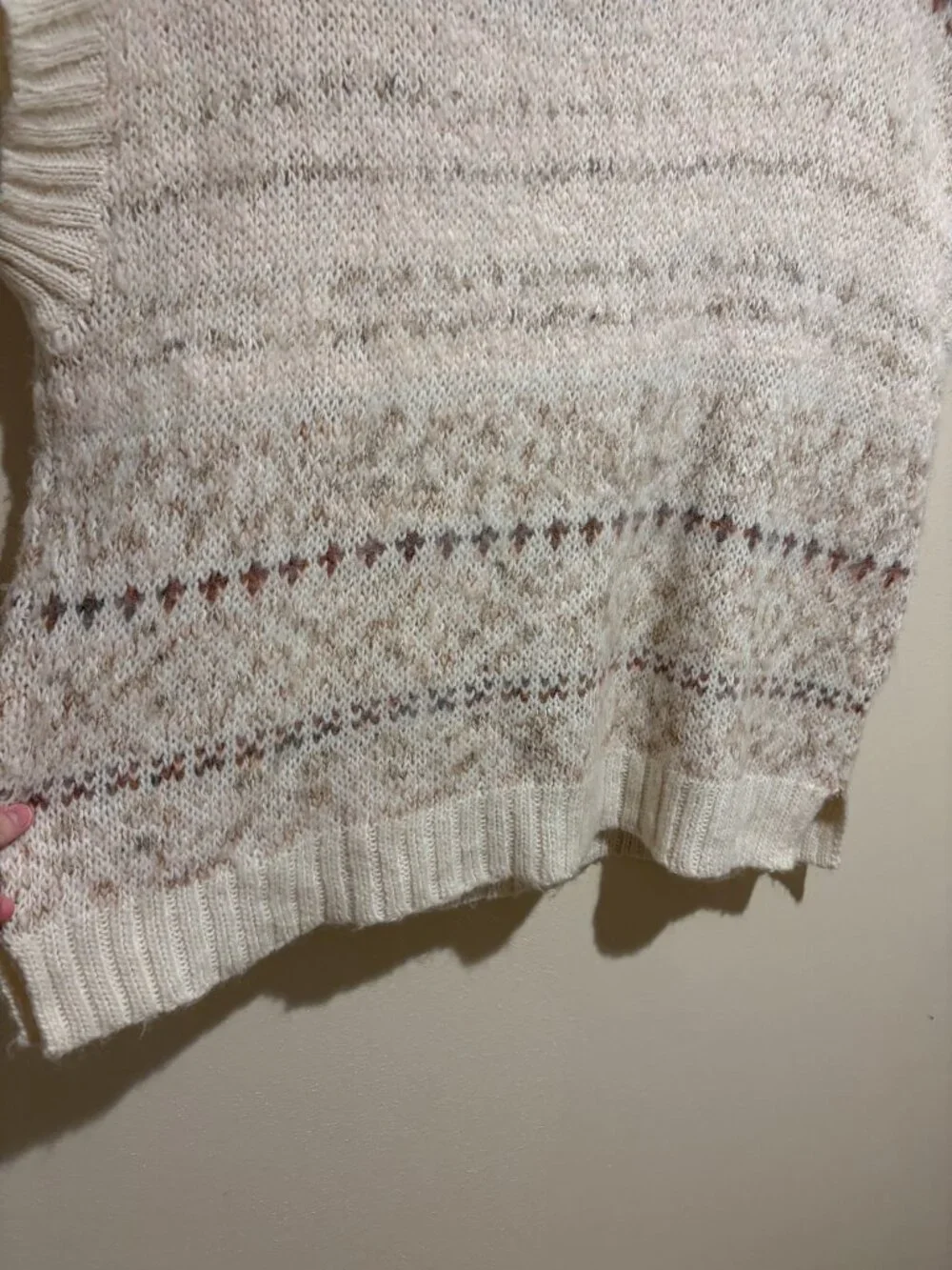 Free People Snow Bunny Sweater Vest Oversized Turtleneck Fair Isle
